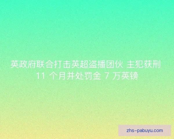 英政府联合打击英超盗播团伙 主犯获刑 11 个月并处罚金 7 万英镑